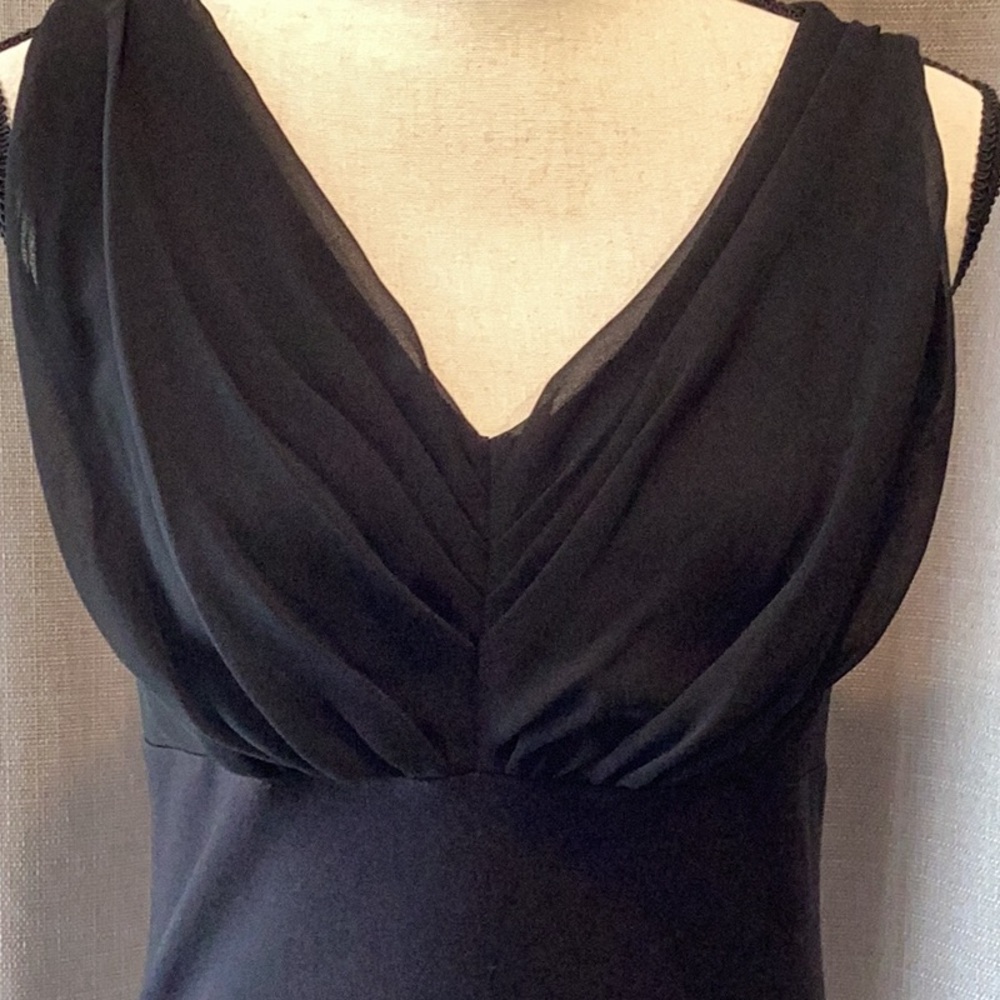 Express Black tank with chiffon overlay detail, size medium.